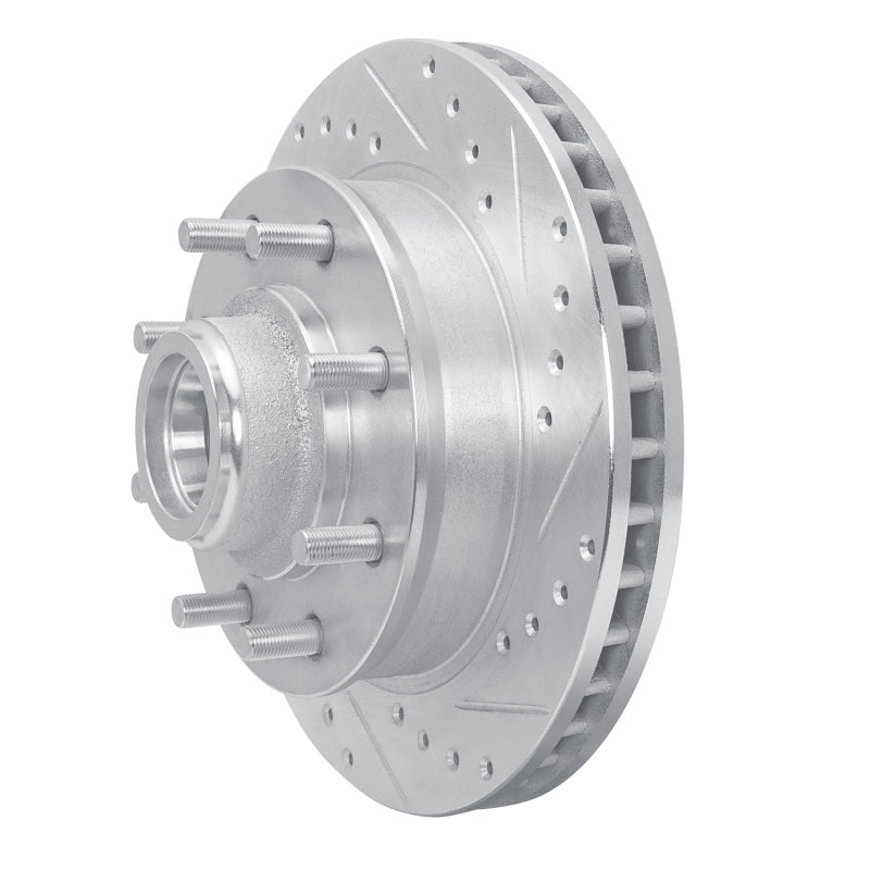 R1 Concepts R1 1988-1996 Chevrolet C3500 Front Right Drilled & Slotted Silver Brake Rotor