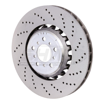 SHW Performance SHW 13-16 BMW M5 4.4L Right Front Cross-Drilled Lightweight Brake Rotor (34112284102)