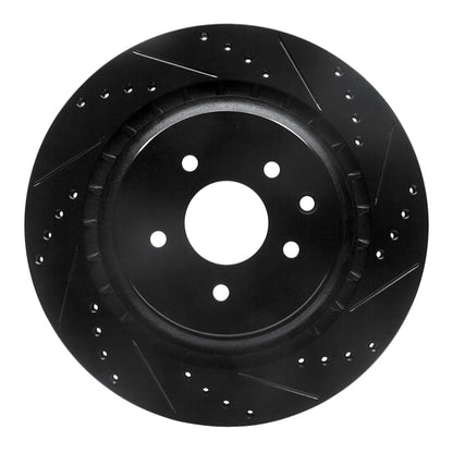 R1 Concepts R1 08-25 Infiniti Q60 Rear Right Drilled & Slotted Black Brake Rotor