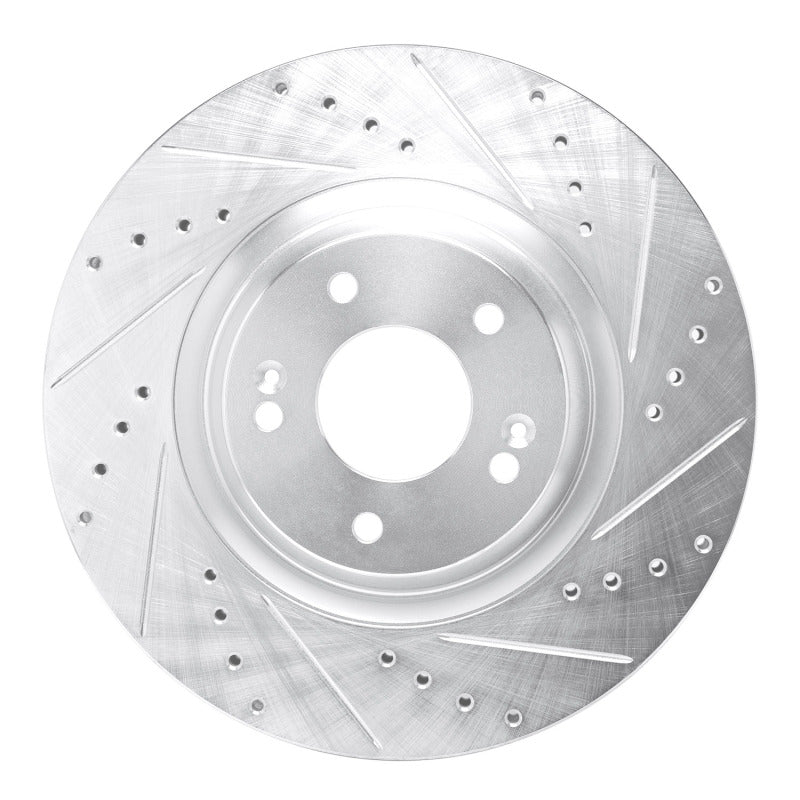 R1 Concepts R1 19-22 Hyundai Veloster N Front Right Drilled & Slotted Silver Brake Rotor