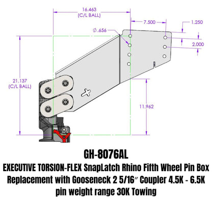 GEN-Y Hitch Gen-Y Executive Torsion-Flex Auto Rhino 5th Wheel Pin Box Rep w/Gooseneck 2-5/16in Coupler