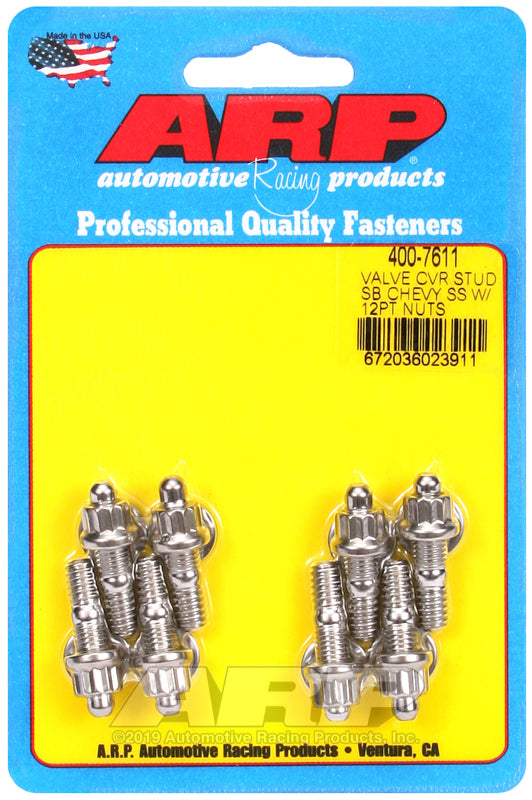 ARP SB Chevy Stamped Steel Covers SS 12 pt Valve Cover Stud Kit