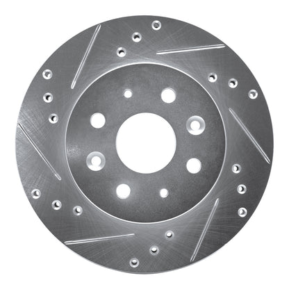 R1 Concepts R1 03-05 Kia Rio Front Left Drilled & Slotted Silver Brake Rotor