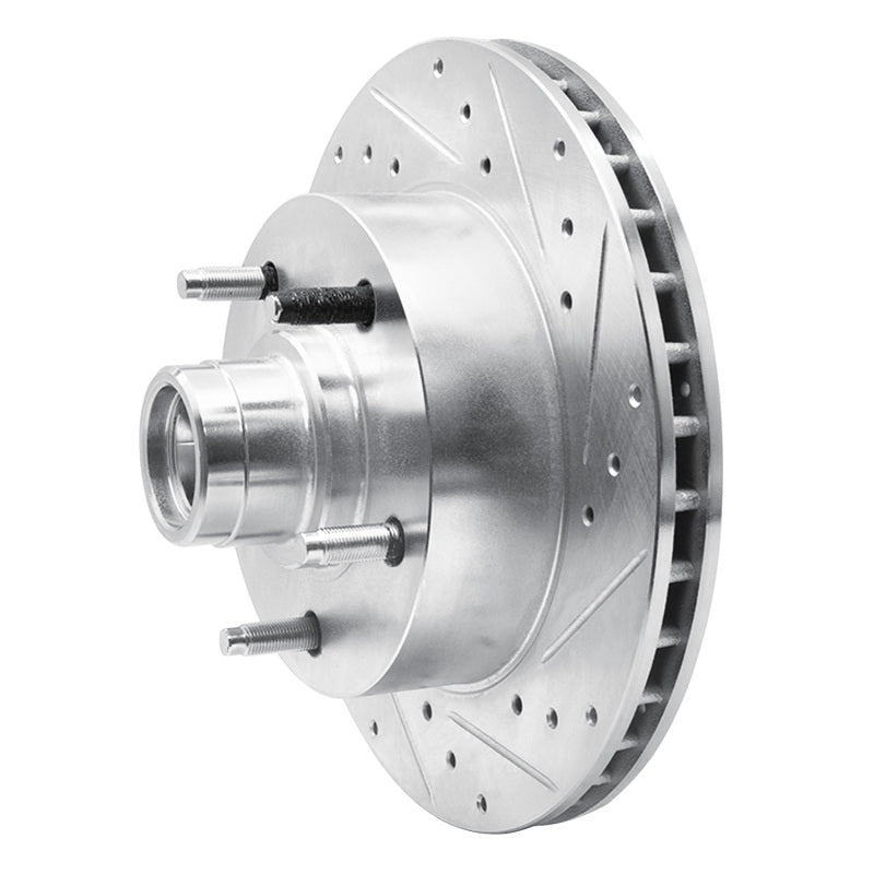 R1 Concepts R1 94-03 Ford E-150 Econoline Club Wagon Front Right Drilled & Slotted Silver Brake Rotor
