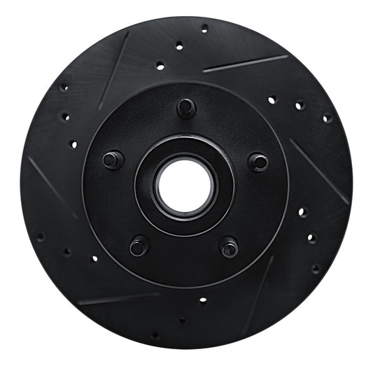 R1 Concepts R1 90-91 Ford LTD Crown Victoria Front Left Drilled & Slotted Black Brake Rotor
