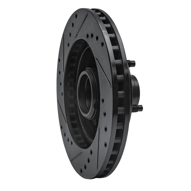 R1 Concepts R1 87-93 Ford Mustang Front Right Drilled & Slotted Black Brake Rotor