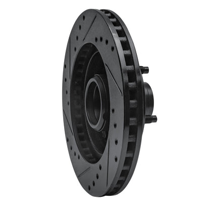R1 Concepts R1 87-93 Ford Mustang Front Right Drilled & Slotted Black Brake Rotor