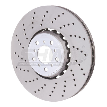 SHW Performance SHW 15-18 BMW X5 M 4.4L Left Front Cross-Drilled Lightweight Brake Rotor (34112284901)