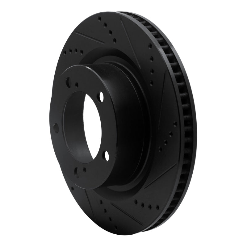 R1 Concepts R1 07-22 Lexus LX570 Front Right Drilled & Slotted Black Brake Rotor