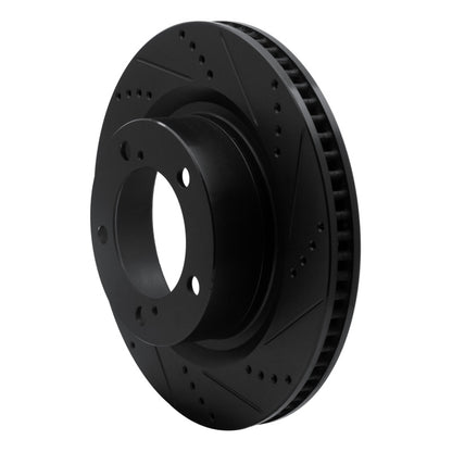 R1 Concepts R1 07-22 Lexus LX570 Front Right Drilled & Slotted Black Brake Rotor