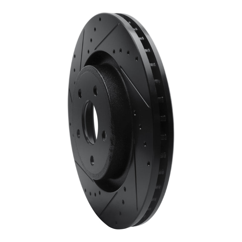 R1 Concepts R1 06-10 Jeep Grand Cherokee Front Left Drilled & Slotted Black Brake Rotor