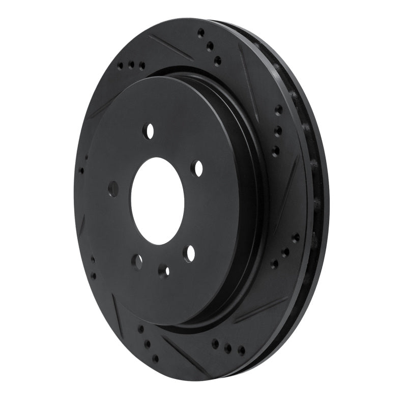 R1 Concepts R1 03-11 Cadillac STS Rear Right Drilled & Slotted Black Brake Rotor