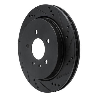 R1 Concepts R1 03-11 Cadillac STS Rear Right Drilled & Slotted Black Brake Rotor