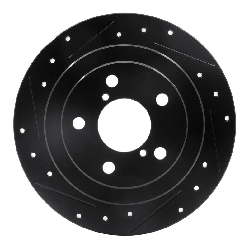 R1 Concepts R1 90-08 Saab 9-2X Rear Left Drilled & Slotted Black Brake Rotor