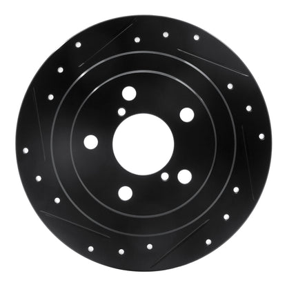 R1 Concepts R1 90-08 Saab 9-2X Rear Left Drilled & Slotted Black Brake Rotor