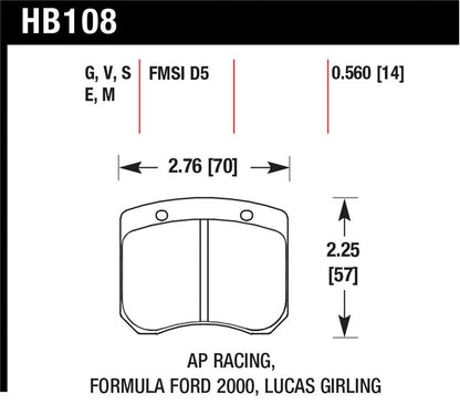 Hawk Performance Hawk AP Racing 14mm Blue 9012 Race Brake Pads