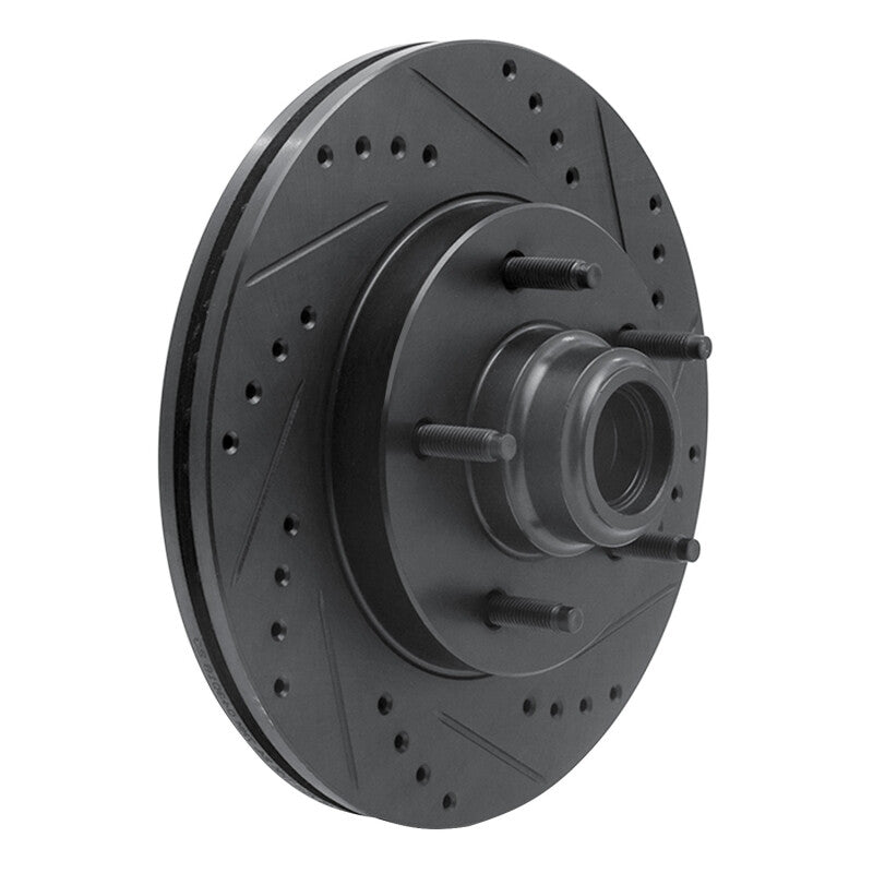 R1 Concepts R1 97-99 Ford F-150 RWD Front Right Drilled & Slotted Black Brake Rotor