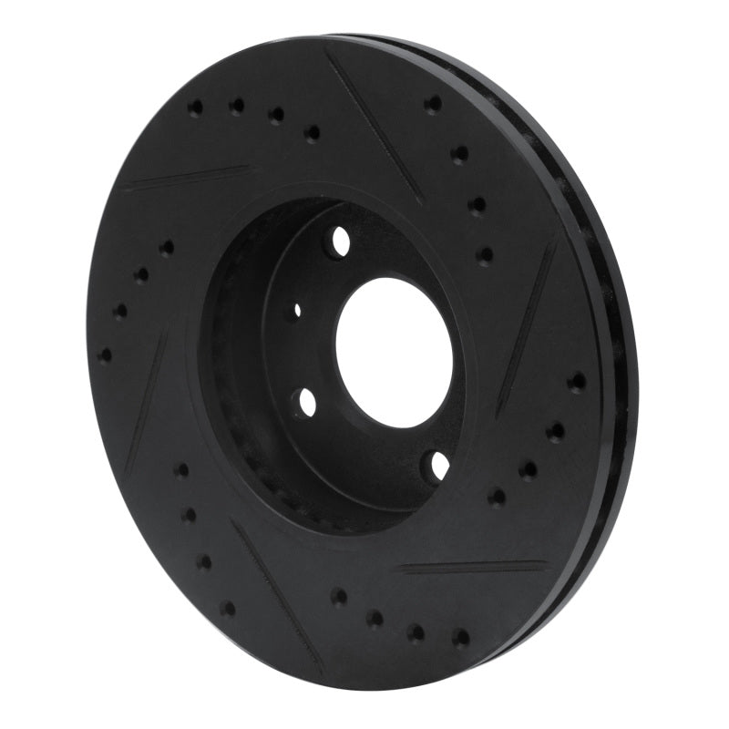 R1 Concepts R1 91-94 Nissan Sentra Front Left Drilled & Slotted Black Brake Rotor