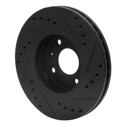 R1 Concepts R1 91-94 Nissan Sentra Front Left Drilled & Slotted Black Brake Rotor