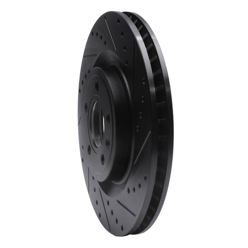 R1 Concepts R1 11-14 Ford Mustang Front Right Drilled & Slotted Black Brake Rotor