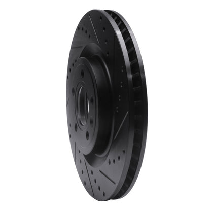 R1 Concepts R1 11-14 Ford Mustang Front Right Drilled & Slotted Black Brake Rotor