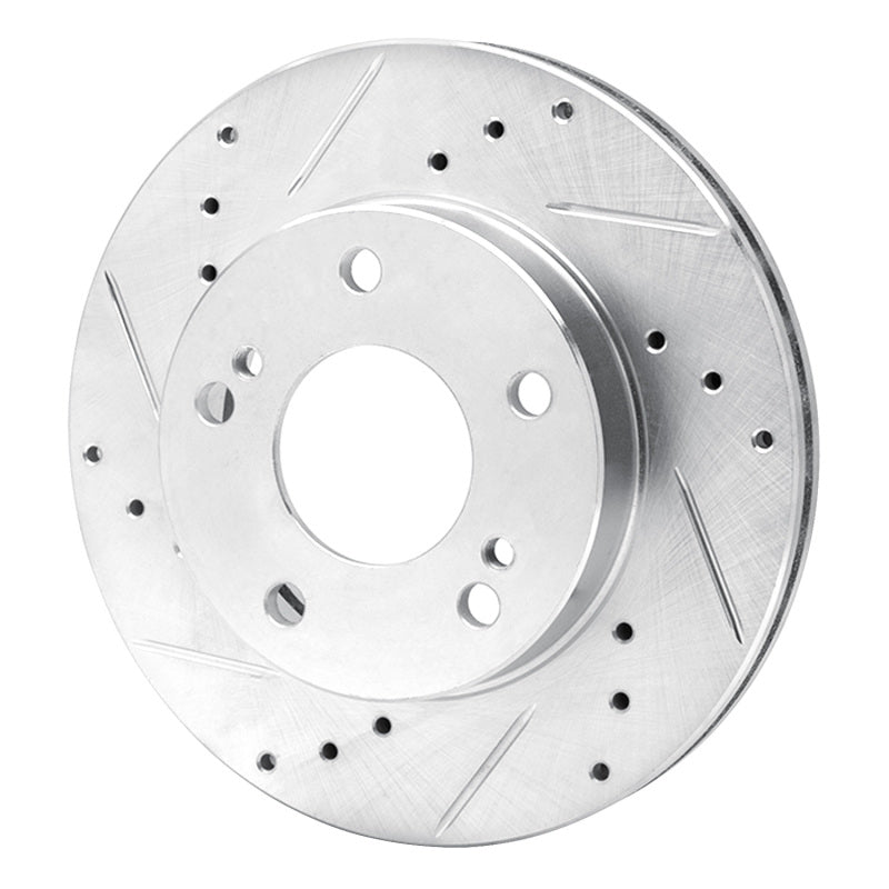 R1 Concepts R1 96-98 Nissan 240SX Front Left Drilled & Slotted Silver Brake Rotor