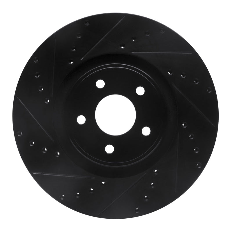 R1 Concepts R1 14-18 Ford Focus ST Front Left Drilled & Slotted Black Brake Rotor