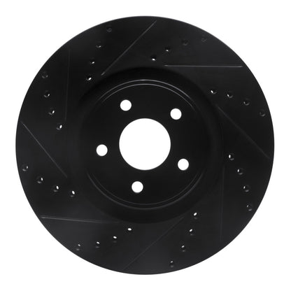 R1 Concepts R1 14-18 Ford Focus ST Front Left Drilled & Slotted Black Brake Rotor