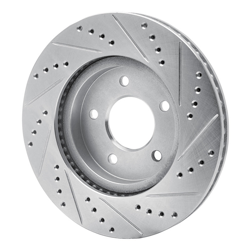R1 Concepts R1 02-07 Chevrolet Equinox Front Left Drilled & Slotted Silver Brake Rotor
