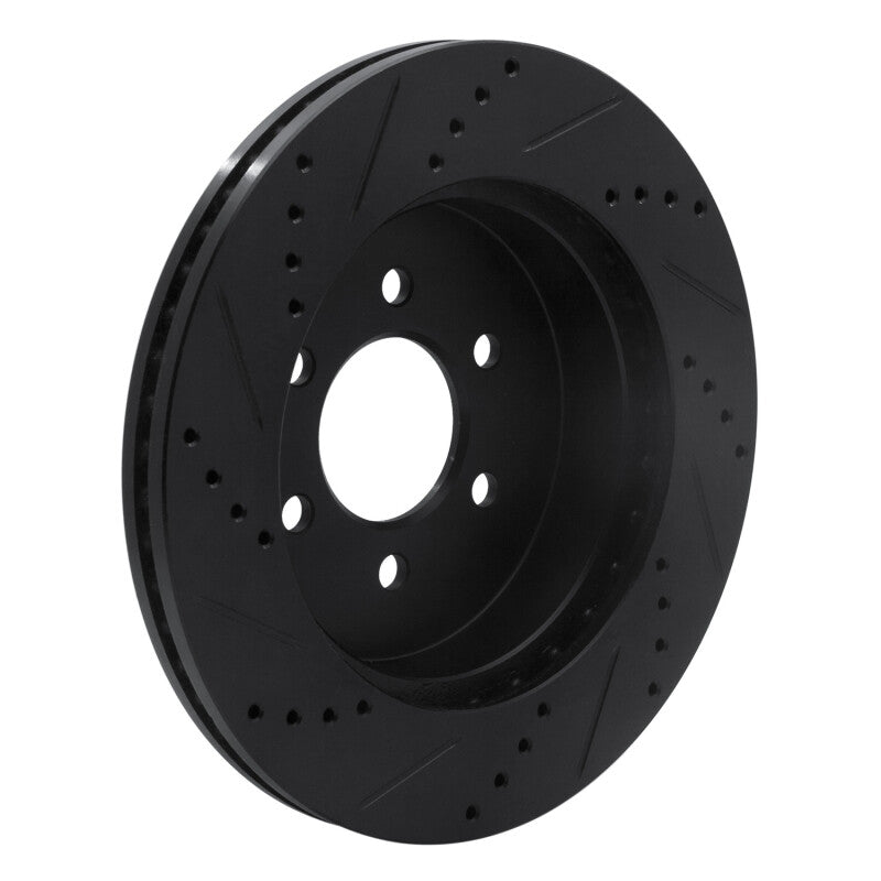 R1 Concepts R1 03-04 Dodge Dakota 4WD Front Right Drilled & Slotted Black Brake Rotor