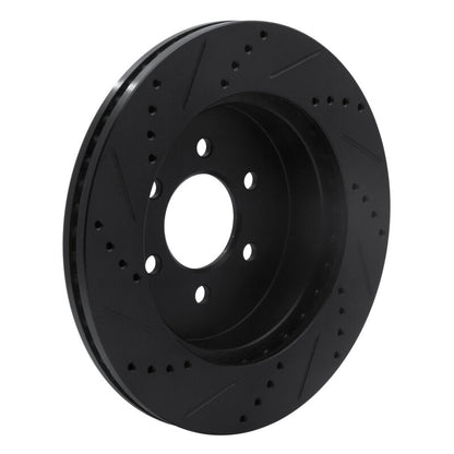 R1 Concepts R1 03-04 Dodge Dakota 4WD Front Right Drilled & Slotted Black Brake Rotor