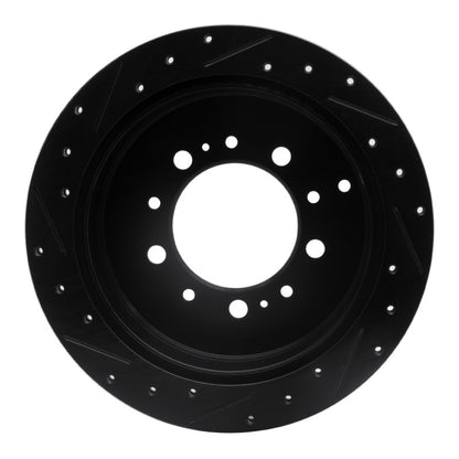 R1 Concepts R1 07-22 Lexus LX570 Rear Right Drilled & Slotted Black Brake Rotor