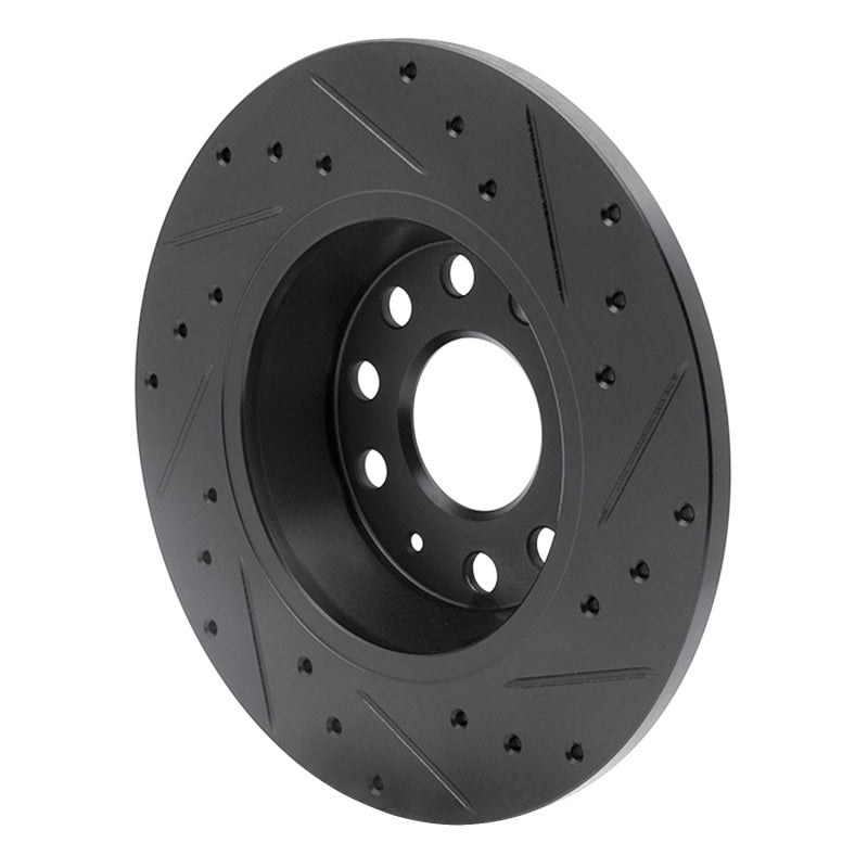 R1 Concepts R1 05-18 Audi A3 Quattro Rear Left Drilled & Slotted Black Brake Rotor