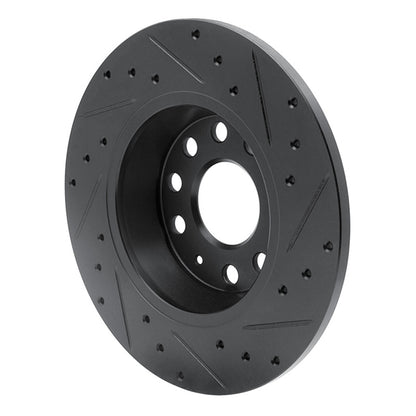 R1 Concepts R1 05-18 Audi A3 Quattro Rear Left Drilled & Slotted Black Brake Rotor