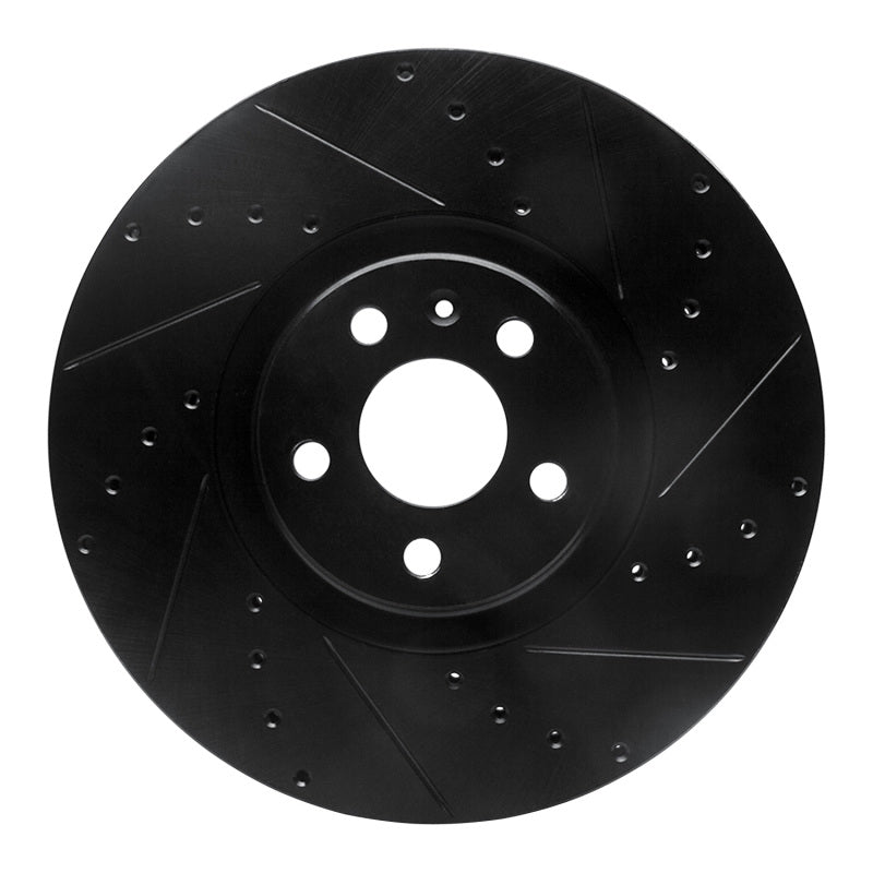 R1 Concepts R1 16-26 Polestar Polestar 2 Front Right Drilled & Slotted Black Brake Rotor