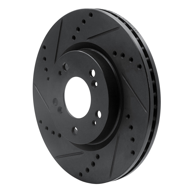 R1 Concepts R1 04-12 Mitsubishi Galant Front Left Drilled & Slotted Black Brake Rotor