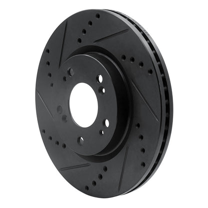 R1 Concepts R1 04-12 Mitsubishi Galant Front Left Drilled & Slotted Black Brake Rotor