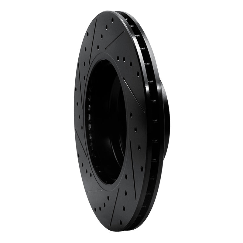 R1 Concepts R1 06-12 BMW 330XI Front Right Drilled & Slotted Black Brake Rotor