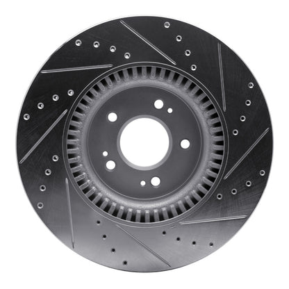 R1 Concepts R1 18-20 Genesis G80 Front Left Drilled & Slotted Silver Brake Rotor