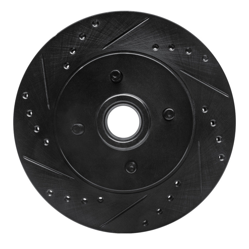 R1 Concepts R1 87-93 Ford Mustang Front Left Drilled & Slotted Black Brake Rotor