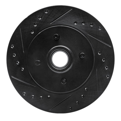 R1 Concepts R1 87-93 Ford Mustang Front Left Drilled & Slotted Black Brake Rotor