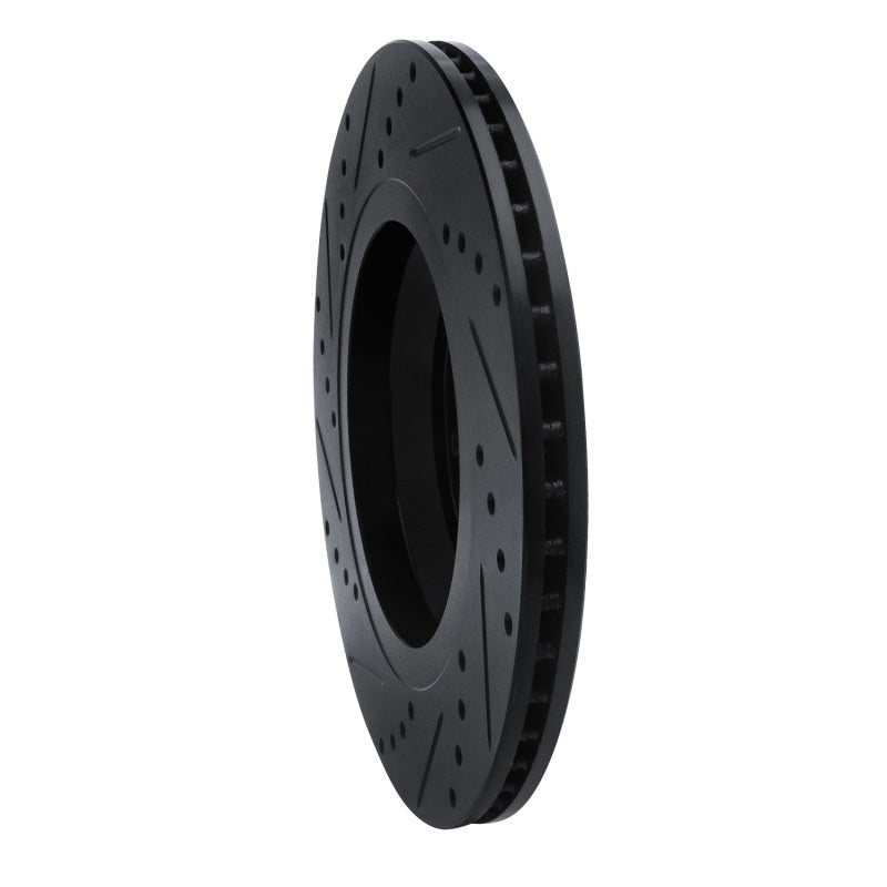 R1 Concepts R1 15-25 Volkswagen GTI Rear Right Drilled & Slotted Black Brake Rotor