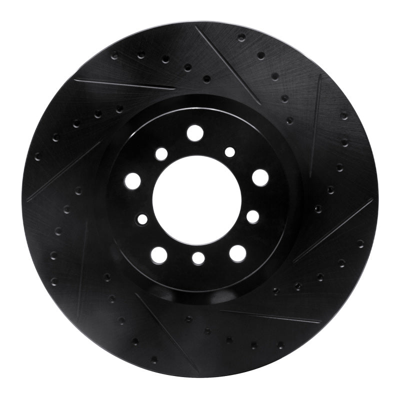R1 Concepts R1 00-03 BMW M5 Left Front Drilled & Slotted Black Brake Rotor