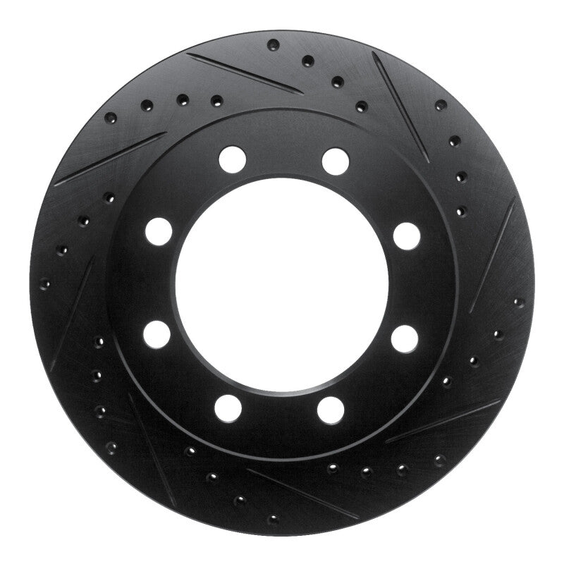 R1 Concepts R1 95-99 Ford F-350 4WD (Excl Super Duty) Front Right Drilled & Slotted Black Brake Rotor