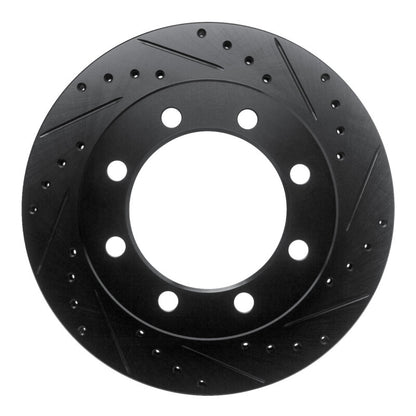 R1 Concepts R1 95-99 Ford F-350 4WD (Excl Super Duty) Front Right Drilled & Slotted Black Brake Rotor