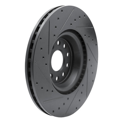 R1 Concepts R1 2022+ Volkswagen GTI Mk 8 Front Right Drilled & Slotted Black Brake Rotor