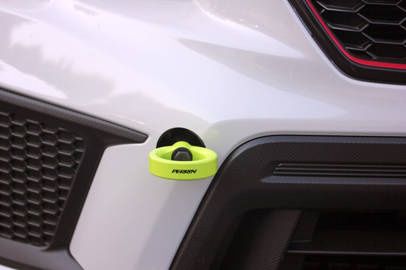 Perrin Performance PERRIN 18-21 Subaru WRX & STI / 13-25 BRZ / 17-20 Toyota 86 Tow Hook Kit (Front) - Neon Yellow