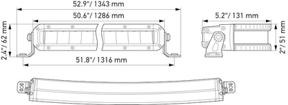 Hella Universal Black Magic 50in Tough Slim Curved Light Bar - Spot & Flood Light