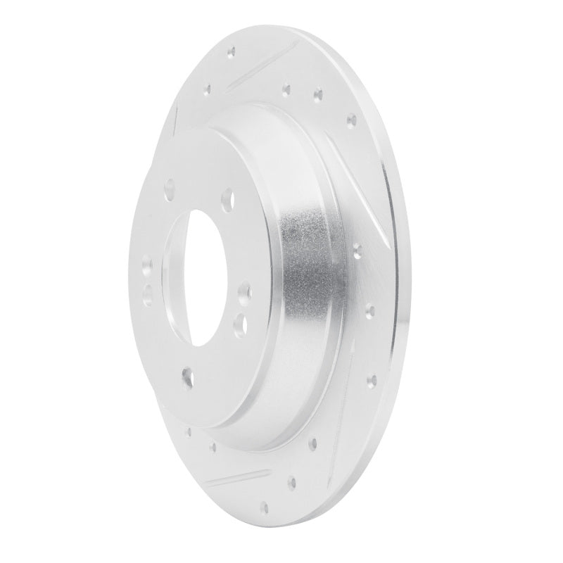 R1 Concepts R1 14-23 Hyundai Kona Rear Left Drilled & Slotted Silver Brake Rotor