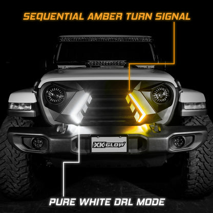 XKGLOW XK Glow JL Wrangler & Gladiator JT XKCHROME LED Grill Kit (Dual Mode)